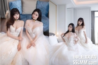 秀人网 小逗逗+陆萱萱极品美女双人作品 婚纱下的反差[100P...